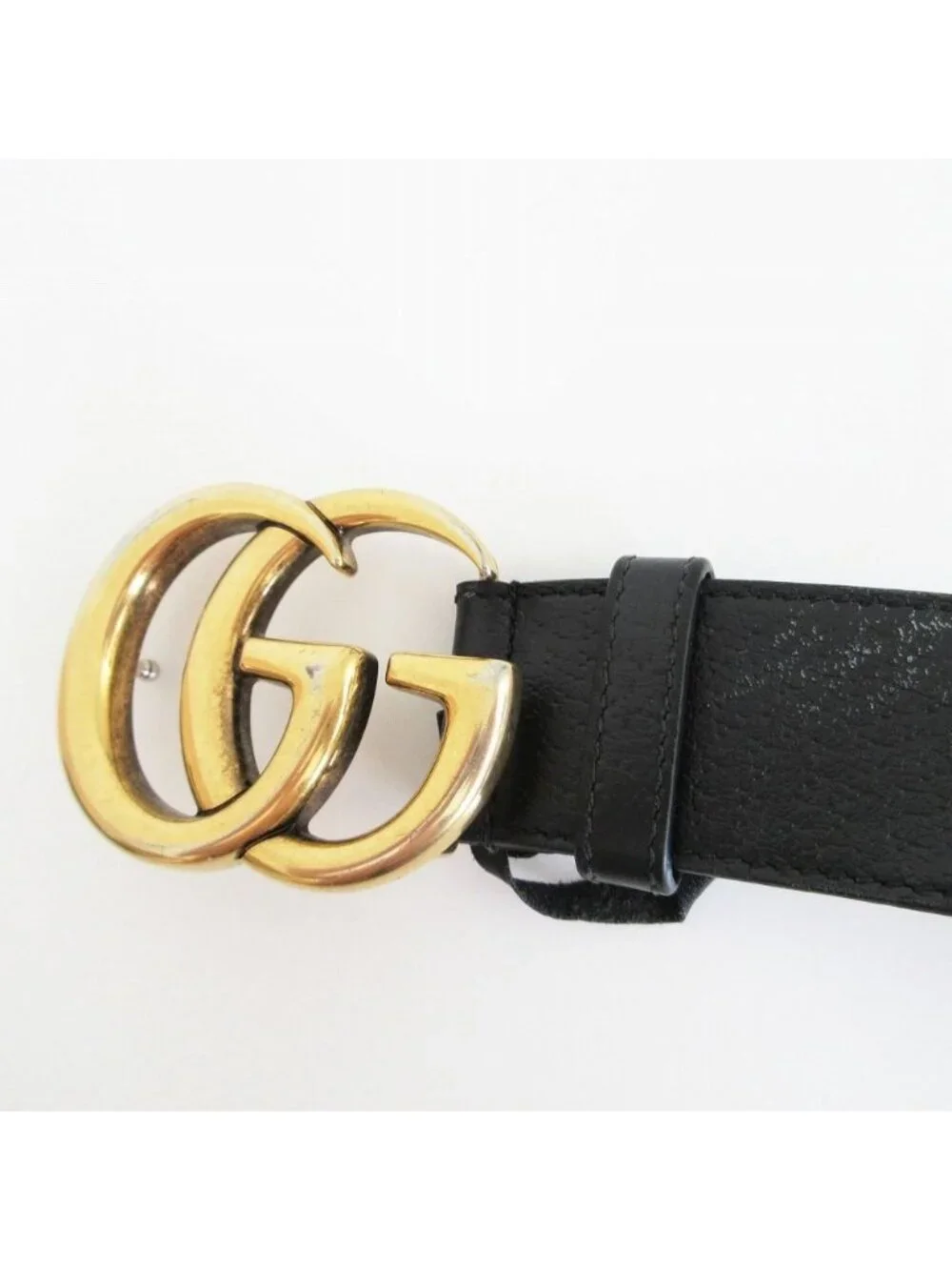 Gucci Belt Double Shiny Buckle Wide Black 85.34